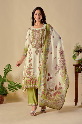 Werolia Printed Kurta, Palazzo & Dupatta Set