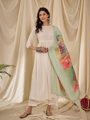 InWeave Solid Kurta, Trouser/Pant & Dupatta Set