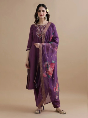 R4milA Embroidered Kurta, Trouser/Pant & Dupatta Set