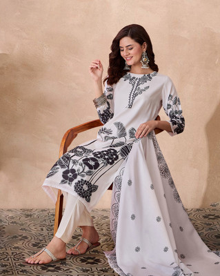 Tasrika Embroidered Kurta, Trouser/Pant & Dupatta Set