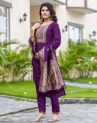 Tasrika Embellished, Embroidered Kurta, Salwar & Dupatta Set