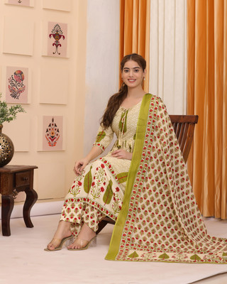 WOMENISHKURTI Printed Kurta, Palazzo & Dupatta Set