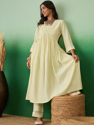 Sangria Embroidered Anarkali Kurta, Bottom & Dupatta Set