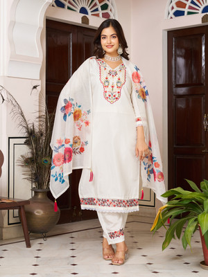 Moda Rapido Embroidered Kurta, Trouser/Pant & Dupatta Set