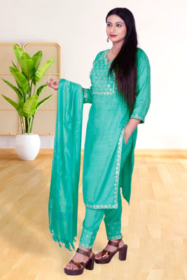 SABRANG MIX & MATCH Embroidered Kurta, Trouser/Pant & Dupatta Set