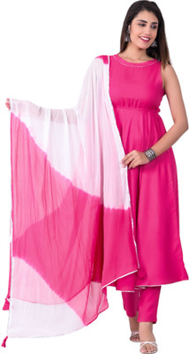 ARMIYA Solid Anarkali Kurta, Bottom & Dupatta Set
