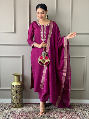 Vaidehi Fashion Embroidered Kurta, Trouser/Pant & Dupatta Set