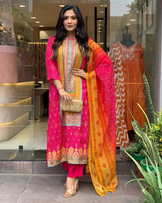 KPHOUSE Self Design Kurta, Trouser/Pant & Dupatta Set