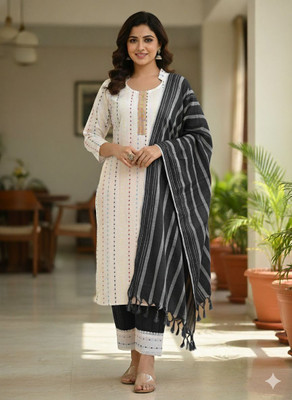 MASOOM COLLECTION Embroidered Kurta, Dhoti Pant & Dupatta Set