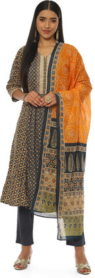 BIBA Printed Kurta, Trouser/Pant & Dupatta Set