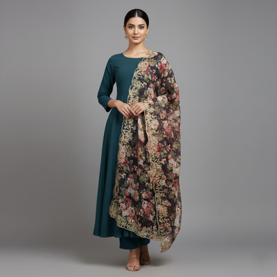 Heturaj fashion Embroidered Anarkali Kurta, Bottom & Dupatta Set