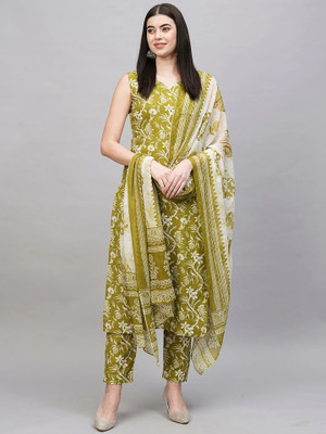 Lamba Creations Floral Print Kurta, Trouser/Pant & Dupatta Set