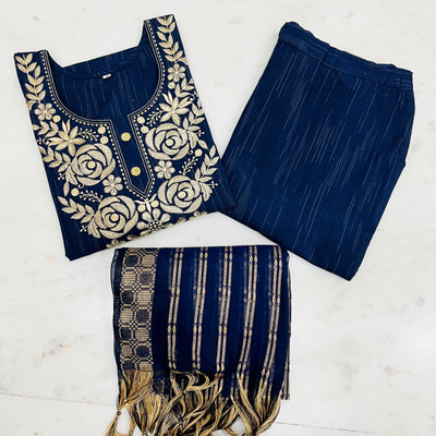 Tikkar Embroidered Kurta, Trouser/Pant & Dupatta Set