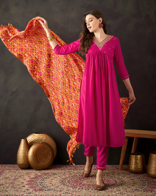 Tasrika Embroidered Kurta, Trouser/Pant & Dupatta Set