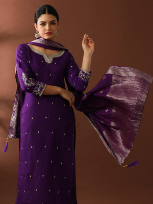 Jaipur Kurti Embroidered Kurta, Trouser/Pant & Dupatta Set