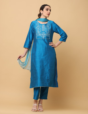 aayusika Embroidered Kurta, Trouser/Pant & Dupatta Set