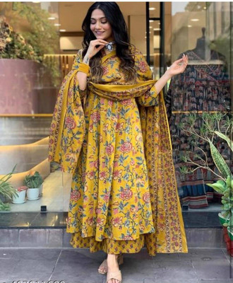 Atierking Printed Kurta, Palazzo & Dupatta Set