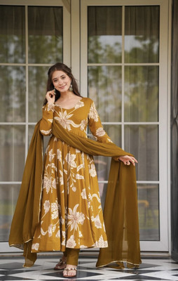 VIMURA FASHION Floral Print Anarkali Kurta, Bottom & Dupatta Set