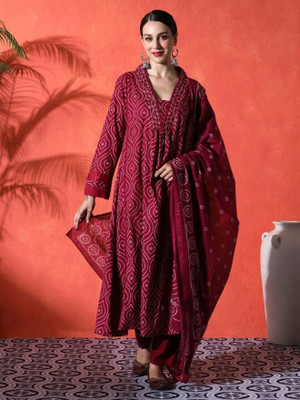 Mishree collection Geometric Print Kurta, Trouser/Pant & Dupatta Set