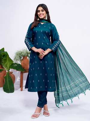 ARADHNA Embroidered Kurta, Trouser/Pant & Dupatta Set