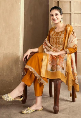 KHODIYAR ENTERPRISE Embroidered Kurta, Trouser/Pant & Dupatta Set
