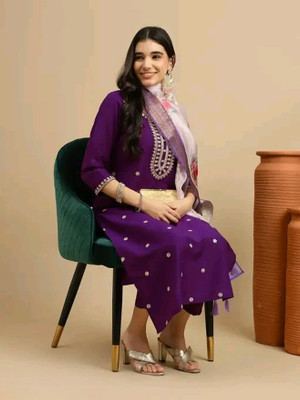 CLIW Embroidered Kurta, Trouser/Pant & Dupatta Set