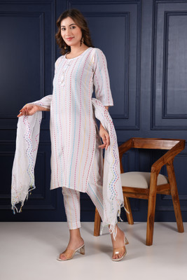 Fems Embroidered Kurta, Trouser/Pant & Dupatta Set