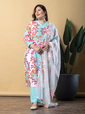 Readiprint Floral Print Kurta, Palazzo & Dupatta Set