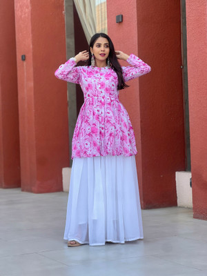 Auspex Printed Kurta, Palazzo & Dupatta Set