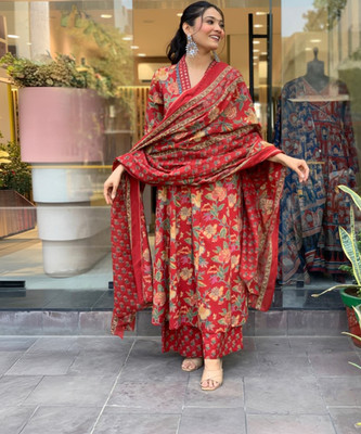 HBJ FASHION Printed, Self Design Kurta, Palazzo & Dupatta Set