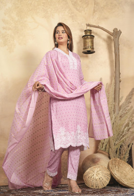 NANAK FEB Embroidered Anarkali Kurta, Bottom & Dupatta Set