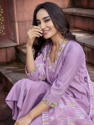 Royal Export Solid Kurta, Trouser/Pant & Dupatta Set