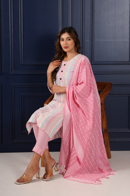 Fems Embroidered Kurta, Trouser/Pant & Dupatta Set