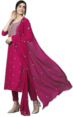 Velvara Embroidered Kurta, Trouser/Pant & Dupatta Set