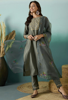 Tasrika Embroidered Kurta, Trouser/Pant & Dupatta Set