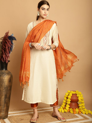 TULSATTVA Embroidered Kurta, Trouser/Pant & Dupatta Set