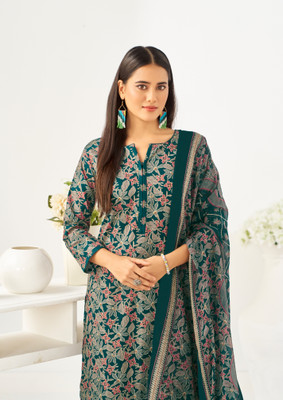 Larqi Floral Print Kurta, Trouser/Pant & Dupatta Set