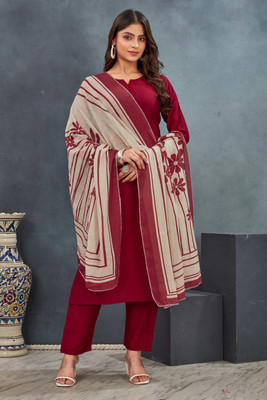 Visoka Solid Kurta, Trouser/Pant & Dupatta Set