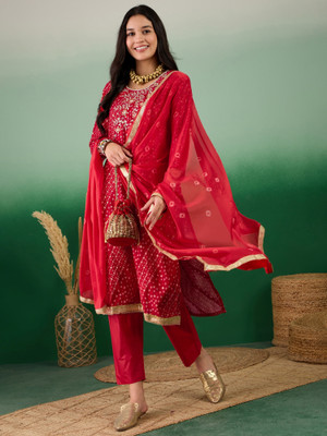 HERE&NOW Printed Kurta, Trouser/Pant & Dupatta Set