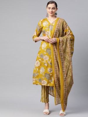 Readiprint Fashions Floral Print Kurta, Palazzo & Dupatta Set