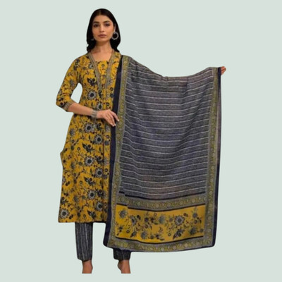 Yash Fashion Printed Kurta, Trouser/Pant & Dupatta Set