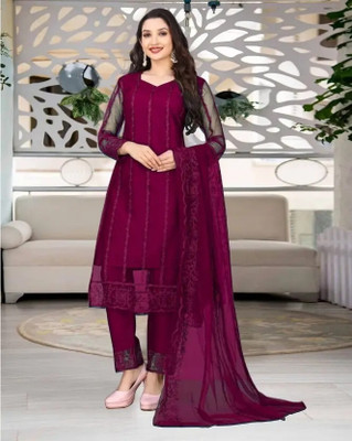 Trendz Tycoon Embroidered Anarkali Kurta, Bottom & Dupatta Set