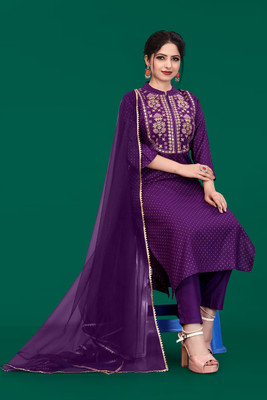 PATBRO Embroidered Kurta, Trouser/Pant & Dupatta Set