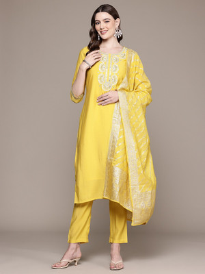 Readiprint Solid Kurta, Palazzo & Dupatta Set