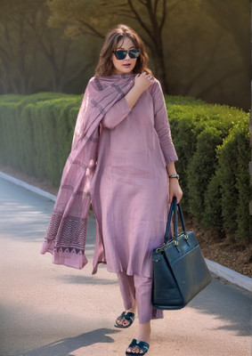 Tasrika Solid Kurta, Trouser/Pant & Dupatta Set