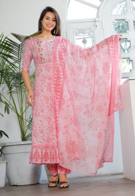 Art Avenue Floral Print Kurta, Trouser/Pant & Dupatta Set
