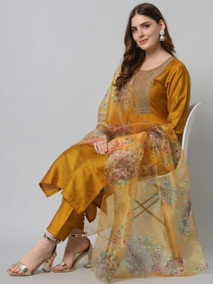 Vinayak Embroidered Kurta, Trouser/Pant & Dupatta Set
