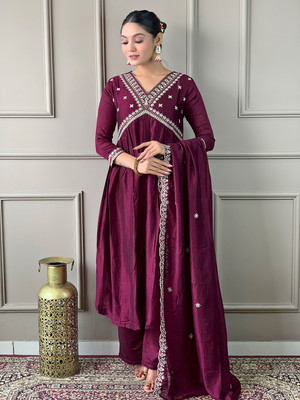 JD ENTERPRISE HUB Embroidered Kurta, Trouser/Pant & Dupatta Set