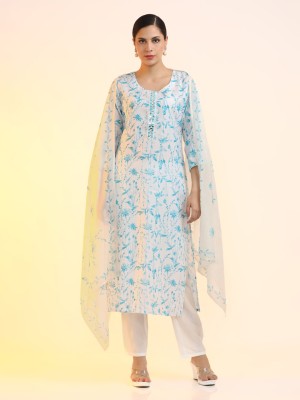 Jaipur Kurti Embroidered Kurta, Trouser/Pant & Dupatta Set