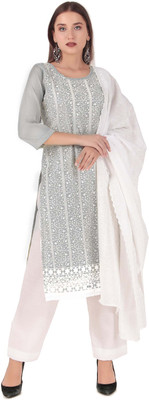 Ambarlyn Pure Silk Embroidered Salwar Suit Material